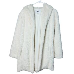 Jack By BB Dakota White Oversized Open Front Teddy Jacket women Size S